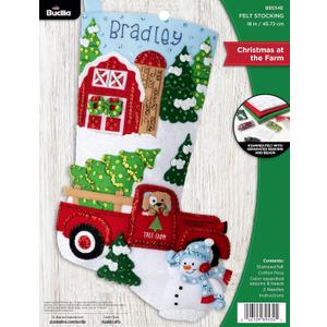 Bucilla Felt Applique 18" Stocking Making Kit, Christmas at The Farm, Perfect for DIY Arts and Crafts, 89534E