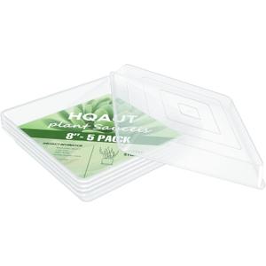 HQAUT Square Clear Plant Saucers 16/14/12/10/8/6/4 Inch, 5 Pack Plant Pot Trays, Durable Plastic Water Catcher Trays for Planter Pots, Flower Plant Drip Trays for Indoor & Outdoor Plants