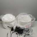 2 Pack White Linen Drum Shade Hanging Pendant Light Fixture with Black Pole, 2-Pack