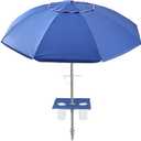 7ft Beach Umbrella featuring a built-in table with Sand Anchor & Tilt, UPF 50+ Protection Beach Umbrellas for Sand, Umbrellas for Heavy Duty Wind Portable with Carry Bag, Dark Blue