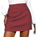 winkbay Women's Houndstooth High Waisted Mini Skirt Elegant Business Casual Skirts Red Large