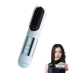 2026 Upgraded Go Brush Pro for Short Hair, 3 Heat Settings for All Hair Types, 30s Fast Heat, Ionic & Ceramic Care, Cold Air Mode, 2500mAh USB-C Rechargeable Straightening Brush (Light Blue)