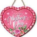 Mothers Day Wooden Wreaths for Front Door Funny Best Mom Welcome Sign Pink Floral Butterfly Decor Happy Mother's Day Decorations for Home Party
