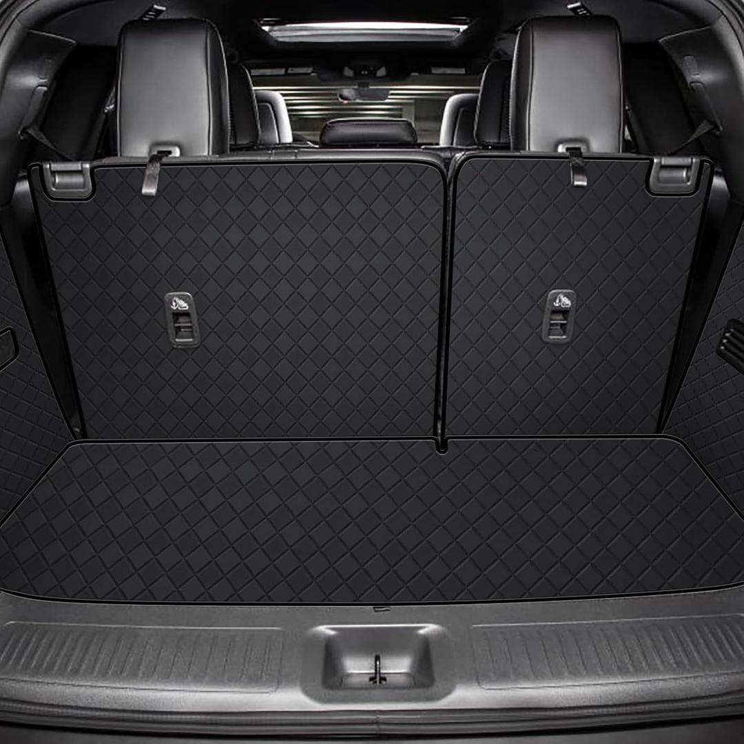 for 2022-2024 2025 QX60 Cargo Liner: All Weather PU Leather Cargo Mat & Backrest Mat (& Rear Left and Right Side Panels) Compatible with Infiniti qx60 Full Coverage Trunk Liner