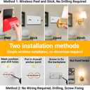 Vimhou Peel and Stick Wall Sconces, Stick On Wall Sconce Set of 2, Battery Operated Wireless Wall Light, No Drill Adhesive Wall Lamp, Corn Bulb with 10000mAh Rechargeable Battery, Bedroom Wall Decor