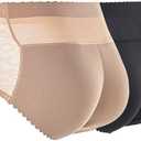 CUGBO 
2 Pack Hip Enhancer Butt Lifted Underwear Seamless Fake Padded Briefs Shapewear Pantie Body Shorts for Women Ladies
 L Black and Beige