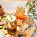 TANGLONG Mason Jar with Lid and Straw 24 oz Mason Jar Cups Set of 8 Glass Cups with Lids and Straws Mason Jars with Handle Drinking Glasses