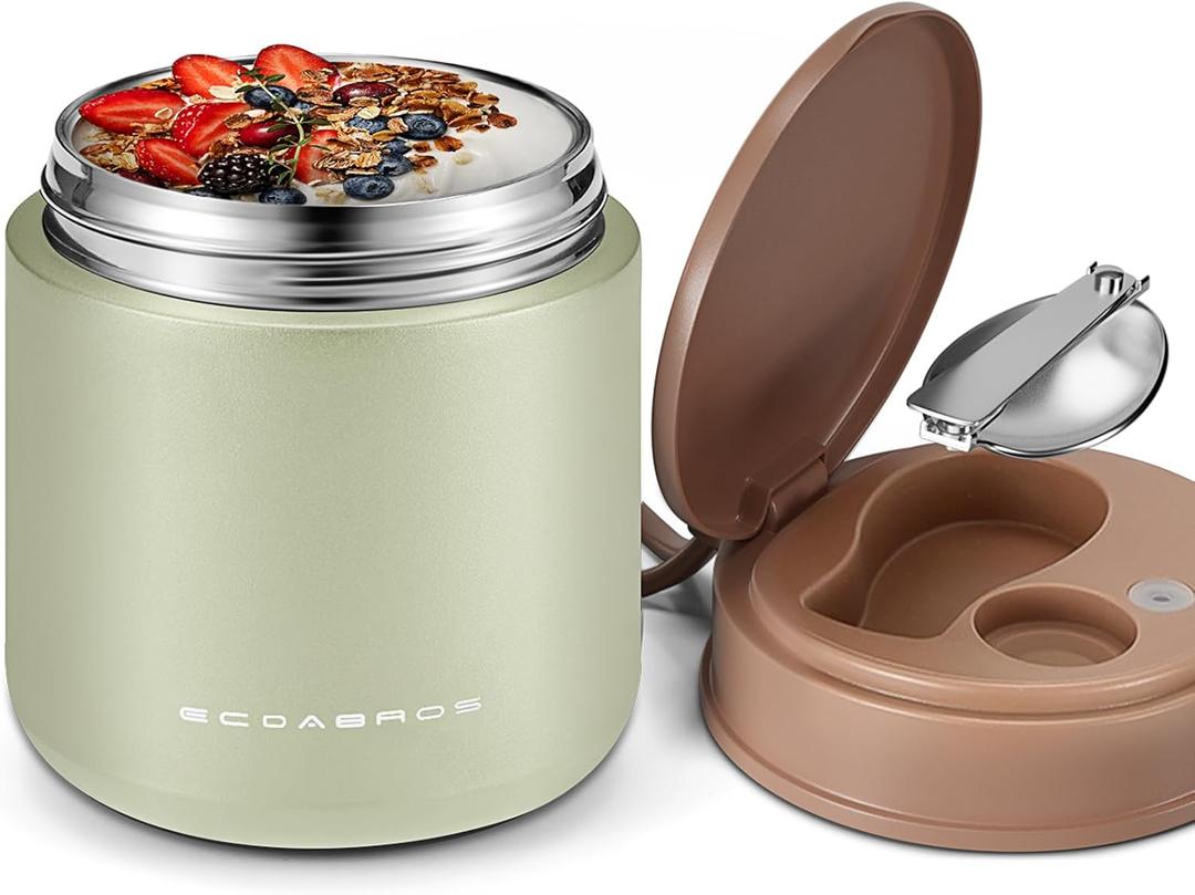 15.2oz Kids Thermo for Hot Food  Vacuum Insulated Food Jar with 316 Stainless Steel Interior, Leakproof Wide Mouth Soup Thermos for School Lunch (Green)