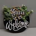 Welcome Sign for Front Door Door Decor Wreath Spring Decor Farmhouse Front Door Wreath Rustic Style - Home Decor Outdoor (Black)