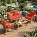 LAGRATY Outdoor Chair Cushions for Patio Furniture24" x 24" Deep Seat Cushions with Backrest for Couch Sofa Chair - Waterproof Fade-Resistant Patio Cushion (Set of 2,Orange)