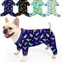 Bienbee Dog Pajamas, 4 Pack Dog Recovery Suit Shedding Suit Cute Soft Puppy Clothes Dogs Pjs Onesies Jammies Adjustable Breathable & Stretchy Clothes for Dogs Girl Boy Puppy, L