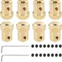 uxcell Hex Coupler 4mm Bore Motor Hex Brass Shaft Coupling Flexible Connector for Car Wheels Tires Shaft Motor 8pcs