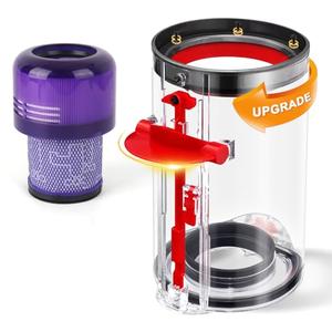 Upgraded Canister Compatible with Dyson V11 V15 SV14 SV15 SV22 Vacuum Cleaner Dust Bin, for Bin Part no. 970050-01 and Part no. 965443-01 with HEPA Filter