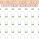 ArtCreativity Glow Alien Boppers, Set of 24, Glow-in-the-Dark Headbands for Kids, Fun Alien Birthday Party Favors, Outer Space Party Supplies, Goody Bag Fillers for Boys and Girls