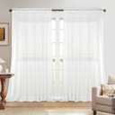 Dreaming Casa Solid Sheer Curtains Draperies White Rod Pocket 2 Panels 100" W x 102" L