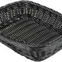 G.E.T. WB-1508-BK Rectangular Polyweave Bread Roll Serving Basket, 11.5" x 8.5", Black