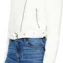 Forever 21 Women's Faux Suede Cropped Moto Jacket (White, XS)