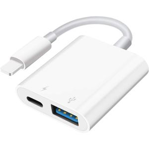 SUNTRSI USB Camera Adapter, Portable USB 3.0 Female OTG Adapter for iPhone, iPad to USB Adapter with Charging Port, No Application, Plug and Play