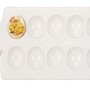 Mud Pie - 40700083 Mud Pie Deviled Egg Tray, 15.25" x 7", White, Brown, Black