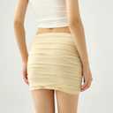 Women's Bodycon Mini Skirt Ruched Mesh Stretch Sexy Skirts (S)