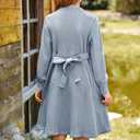 GRACE KARIN Girls Fall Sweater Dresses, Girl Long Sleeve Winter Dress, Kids Knit Casual Formal Dresses Size 6-14 (Blue)
