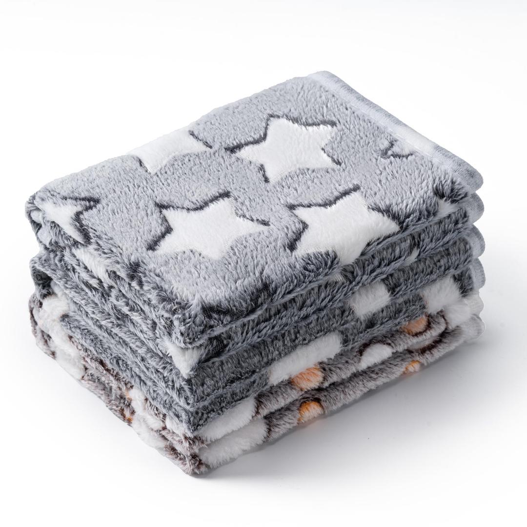 1 Pack 3 Blankets Super Soft Fluffy Premium Fleece Pet Blanket Flannel Paw Printed Throw for Dog Puppy Cat (Large 41x31'', Star, Bone, Love)