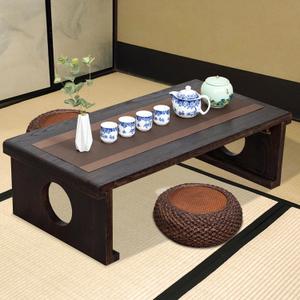 Foldable Japanese Coffee TableFolding Japanese Floor TableNatural Brown Coffee Table, Minimalist Tatami Table, Suitable for Living Room,Dining Room, Etc. (Antique Black, 39.4x19.7x11.8)