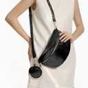 Crossbody Bags for Women Fashion Sling Purse Shoulder Bag Fanny Pack Leather Causal Chest Bum Bag Cross Body Purse (Black)