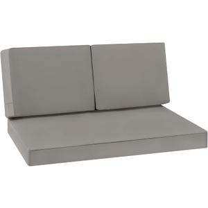 Favoyard Outdoor Loveseat Cushion Set 46 x 26 Inch Waterproof & 3-Year Fade Resistant Patio Furniture Cushions with Removable Cover, Ties and Hidden Zipper for Sofa Bench Couch Pads Set of 3, Gray