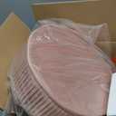 IBUYKE Velvet Round Footrest Ottoman, Makeup Vanity Stool Side Table, Velvet Dressing Table Seat, Pouf Couch Stool, Golden Steel Legs, Pink LG-30P (without storage)