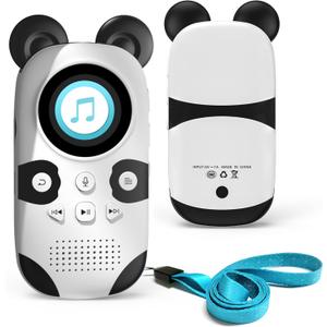 64GB Bluetooth MP3 Player for Kids, White Noise Machine for Sleep Baby, Cute Panda Portable Music Player with Speaker, 18 Soothing Sounds, Voice Recorder, FM Radio, Child Digital Audio Players, White 