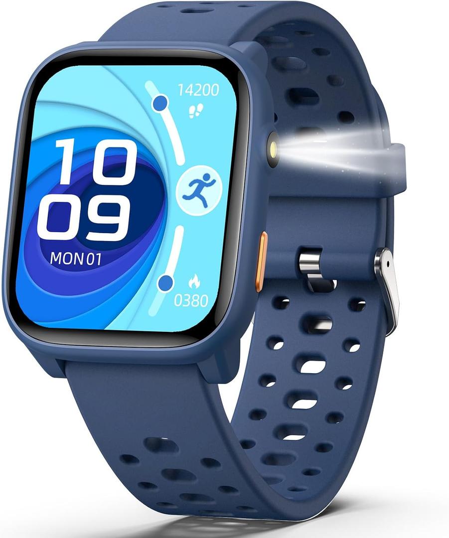 Smart Watch for Kids with 12 Puzzle Games, 1.83" Fitness Tracker Watch Heart Rate Sleep Monitor, Pedometer, Alarm Clock, Flashlight, Gift for 6-12 Year Old Boys Girls