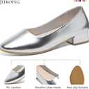Jeekopeg Low Chunky Pumps Women's Round Toe Heels PU Leather Chunky Pump Shoes Classic Closed Toe Pumps Low Heel Dress Shoes for Women