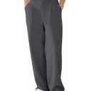 Susclude Wide Leg Dress Pants Men Pleated Baggy Casual Pants for Men Old Money Relaxed Fit Trousers with Slant Pockets Dark Grey, L