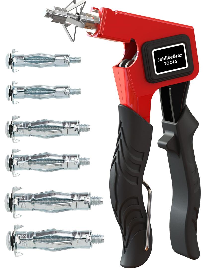 Molly Bolts for Drywall Plaster Walls (0.12"-1.28"), 34 PCS in 3 Sizes, Heavy Duty Hollow Wall Anchors with Setting Tool, Perfect for TVs, Curtain Rods, Mirrors, Towel Racks, Up to 55 lbs (Red)