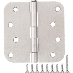 18 Pack Nickel Door Hinges Brushed Nickel 4" X 4 Inch Rounded 5/8"Radius Sliver Interior/Exterior Door Hinge Satin Nickel Door Hinges for Doors House Outdoor Door Hardware Hinge Bisagras Para Puertas