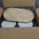 Ceramic Slow Feeder and Water Bowl Set for Medium and Large Dogs, 8.0 Inches Ceramic Dog Bowls Elevated with Wooden Stand, 2.0 Cups Dog Slow Feeder(30oz) and 70oz Water Bowl Set, White