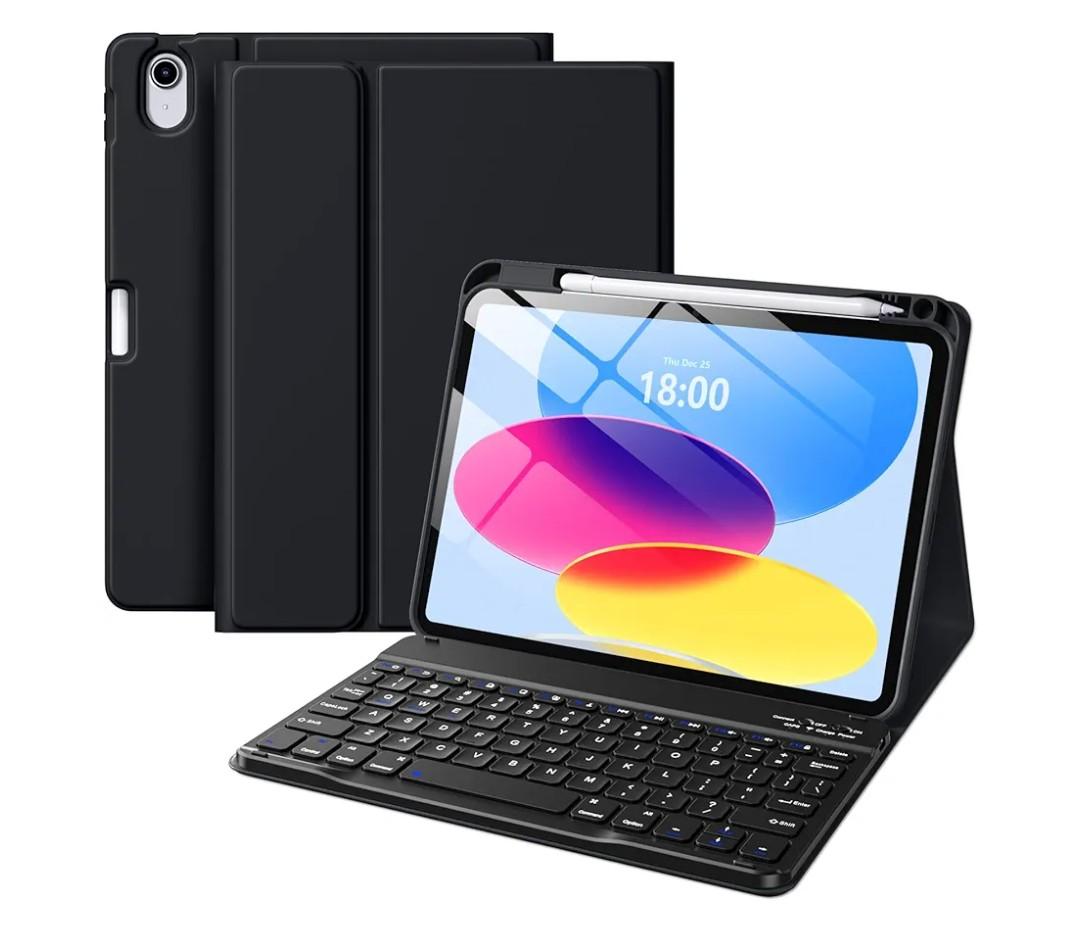 Wenlaty for iPad (A16) 11th/10th Generation Case with Keyboard - Detachable Wireless, Thin & Light Folio Keyboard Cover with Pencil Holder, for iPad 11-inch 11th 2025/10.9-inch 10th 2022, Black