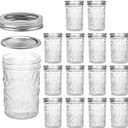 VERONES Mason Jars 8 OZ, 8 OZ Canning Jars Jelly Jars With Regular Lids, Ideal for Jam, Honey, Wedding Favors, Shower Favors, 15 PACK