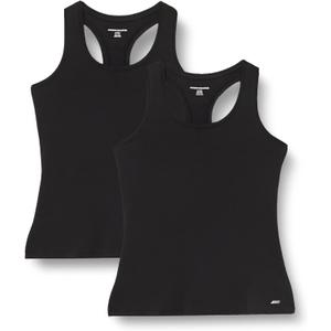 Amazon Essentials Women's Active Quick Dry Tech Stretch Racerback Tank Top, Multipacks (Large, Black)