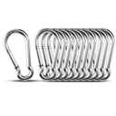Small Carabiner Clip Hooks, 10pcs 1.57 inch Carabiners Heavy Duty, 304 Stainless Steel Spring Snap Hook Fits Camping Hiking, Metal Clips for Rope Chain Keychain Keys Rings