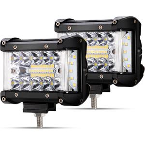 FIERYRED Side Shooter LED Pods 4 Inch Spot Flood Combo LED Light Bar,60W 8000LM Work Lights Off Road Driving Fog Bumper Vehicle Headlights for ATV UTV Truck Boat,IP68,(2pcs)