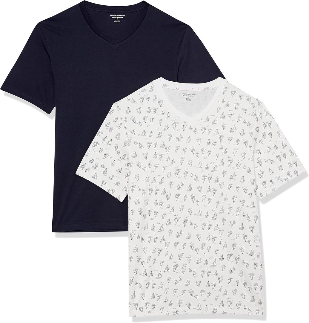 Amazon Essentials Men's Short-Sleeve V-Neck T-Shirts, Pack of 2
