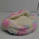 Calming Dog Beds & Cat Cave Bed with Hooded Cover,Removable Washable Round Beds for Small Medium Pets,Anti-Slip Faux Fur Fluffy Coved Bed for Improved Sleep,Fits up to 15/25 lbs(Colorful,M) (24.00" x 24.00" x 8.00")