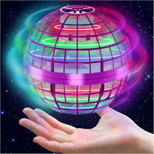 Flying Orb Ball Toys with LED Lights, Cosmic Globe Hover Ball Boomerang Fidget Spinner Outdoor Toy Coolest Birthday Gifts for 8 9 10 11 12+ Year Old Boys Girls Teens (Purple)
