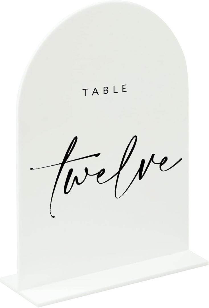 5x7 Inch White Arch Acrylic Sign with Stand | 10 Pack Blank White Acrylic Arch Sign with Base for DIY Wedding Table Numbers, Arched Wedding Signage, Events& Parties (5x7 Inch 10pcs)