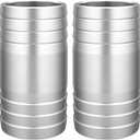 Stainless Steel 2" to 2" Hose Barb Fittings Splicer Mender Round Union Coupler Adapter Splicer Mender Union Air Water Fuel (Pack of 2)