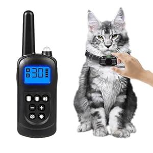Cat Training Collar No Shock, 2025 Vibrating Cat Collar with Remote 2000ft, Beep and Vibration Collor for Cats 10-120lbs, Rechargeable/ Security Lock & Humane to Stop Bad Behaviors, Black