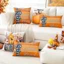Artscope Fall Decorative Throw Pillow Covers 18x18 Inch Set of 4 Fall Gifts for Home Decor, Autumn Pumpkin Sweet Home Thankful Grateful Blessed Outdoor Farmhouse Pillow Cases for Sofa Couch-Orange