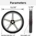 14" x 1.75" Universal Wheels, 2.45" Centered Hub Length, 1/2" Bore